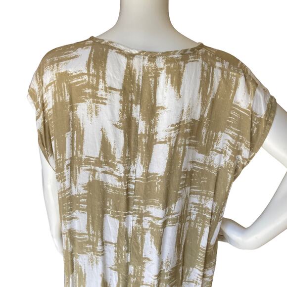 Masai Modern Geo Print Tunic Blouse Size Large Relaxed Scoop Neck - Picture 4 of 10